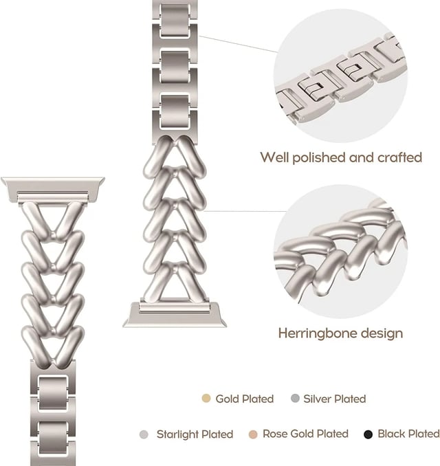 سوار ساعة ابل للنساء معدن 41/40/38 ملم ستانلس ستيل أسود او اوزون O Ozone Metal Straps Compatible with Apple Watch Band