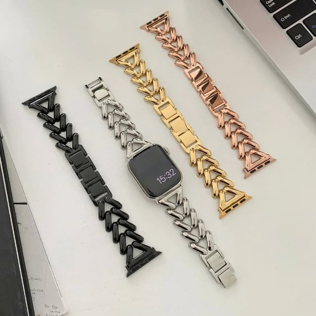 سوار ساعة ابل للنساء معدن 41/40/38 ملم ستانلس ستيل أسود او اوزون O Ozone Metal Straps Compatible with Apple Watch Band
