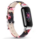 O Ozone Leather Strap Compatible with Fitbit Luxe Strap for Women Men, Soft Breathable Leather Sport Wristband Metal Classic Buckle Bracelet Replacement Strap for Fitbit Luxe Fitness Tracker - Floral