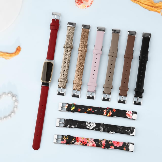 O Ozone Leather Strap Compatible with Fitbit Luxe Strap for Women Men, Soft Breathable Leather Sport Wristband Metal Classic Buckle Replacement Strap for Fitbit Luxe Fitness Tracker - Dark Brown