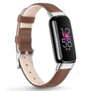 O Ozone Leather Strap Compatible with Fitbit Luxe Strap for Women Men, Soft Breathable Leather Sport Wristband Metal Classic Buckle Replacement Strap for Fitbit Luxe Fitness Tracker - Dark Brown