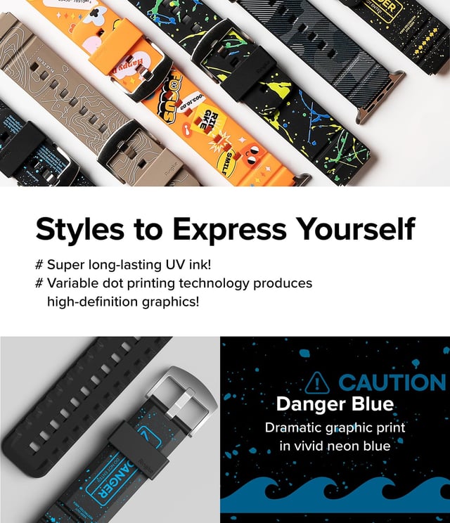 Ringke Rubber One Bold Watch Band for Samsung Galaxy Watch 6 / Galaxy Watch 6 Classic/Galaxy Watch 5 Pro/Galaxy Watch 5 / Galaxy Watch 4 / Galaxy Watch 4 Classic/Watch Lug 20mm - Danger Blue