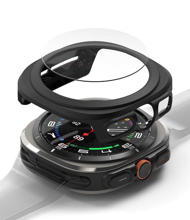 Ringke Slim & Glass Compatible with Samsung Galaxy Watch Ultra 47mm Case, [Combo] Anti-Scratch Hard PC Frame Protection Cover with HD Clear Tempered Glass Screen Protector -Matte Black