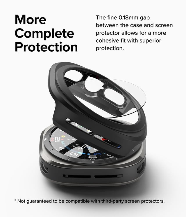 Ringke Slim & Glass Compatible with Samsung Galaxy Watch Ultra 47mm Case, [Combo] Anti-Scratch Hard PC Frame Protection Cover with HD Clear Tempered Glass Screen Protector -Matte Black