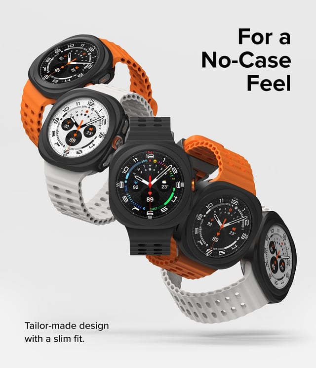 Ringke Slim & Glass Compatible with Samsung Galaxy Watch Ultra 47mm Case, [Combo] Anti-Scratch Hard PC Frame Protection Cover with HD Clear Tempered Glass Screen Protector -Matte Black