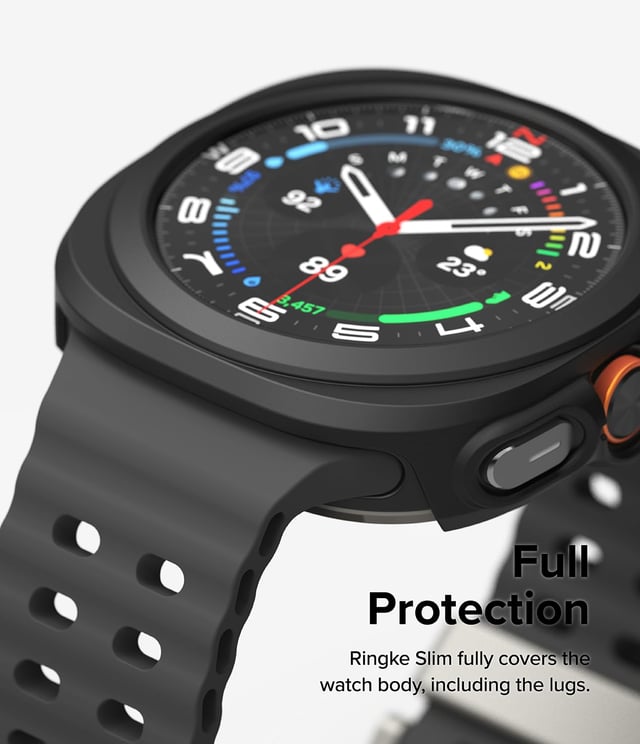 Ringke Slim & Glass Compatible with Samsung Galaxy Watch Ultra 47mm Case, [Combo] Anti-Scratch Hard PC Frame Protection Cover with HD Clear Tempered Glass Screen Protector -Matte Black