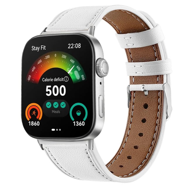 O Ozone Leather Strap Compatible with Huawei Watch Fit 3, Soft Leather Sport Fitness Strap Bracelet for Men Women, Adjustable Replacement Band - White