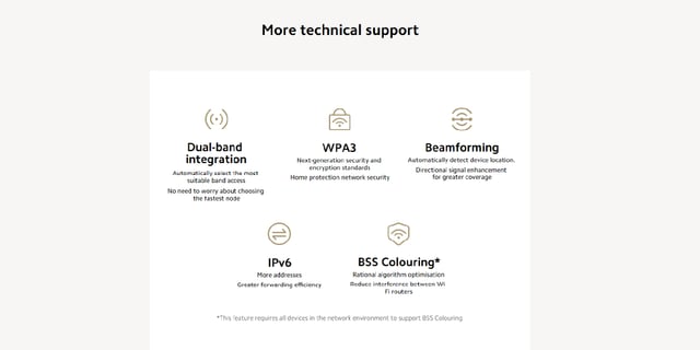 جهاز راوتر 4 هوائيات بسعة 256 ميجابايت 3000 ميجابت أبيض شاومي Xiaomi Router AX3000T EU