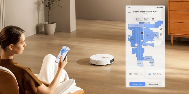 مكنسة روبوت ذكية كهربائية اكس 20+ مع قاعدة ذكية 6000 باسكال أبيض شاومي Xiaomi Robot Vacuum X20+