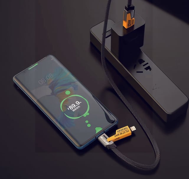 سلك شاحن تكتك متعدد المداخل تايب سي ولايتنينج 1.5 متر Taktik Transformers Cable USB-A - Lightning - Type-C