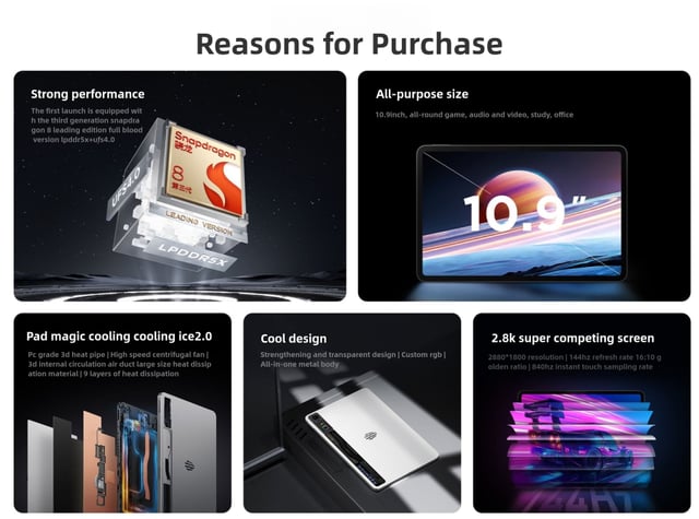 جهاز تابلت ريد ماجيك برو قيمنج 144 هرتز نسخة صينية Nubia Red Magic Gaming Tablet Pro Chinese Version