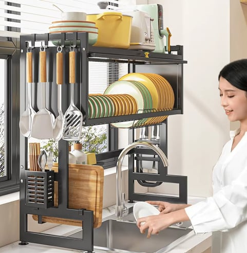 رف تجفيف الصحون فوق المغسلة Over Sink Dish Drying Rack