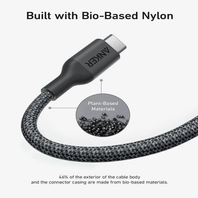 وصلة شاحن تايب سي انكر 0.9 متر Anker 544 USB-C to USB-C Cable Bio-Nylon