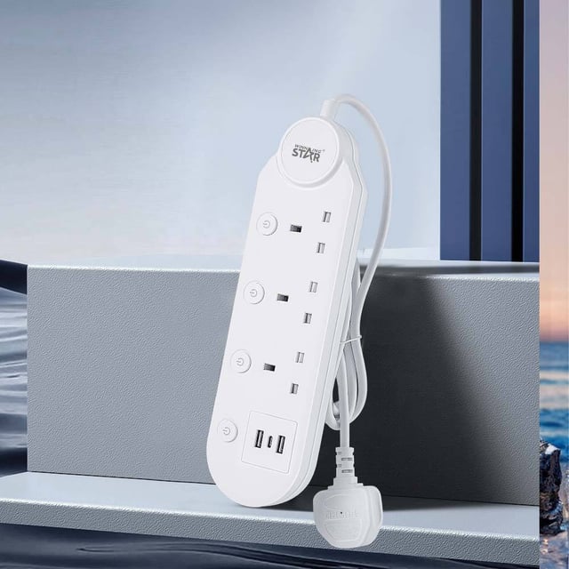 Winning Star Power Strip 1 Type-C 2 USB Ports 3 UK Outlet Electrical Extension Socket
