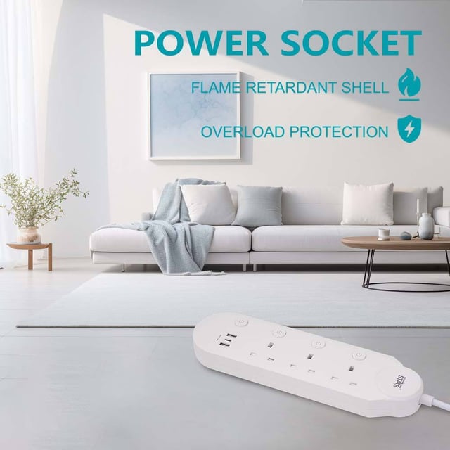 Winning Star Power Strip 1 Type-C 2 USB Ports 3 UK Outlet Electrical Extension Socket