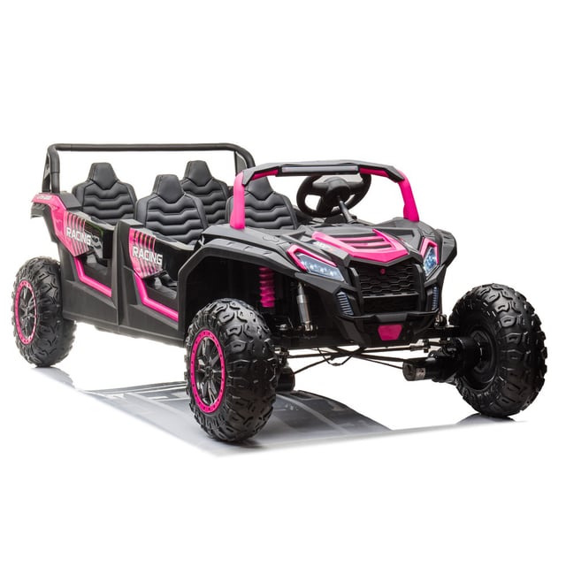 سيارة ركوب كهربائية بأربعة مقاعد 48 فولت مع أضواء ومقاعد جلدية باللون الوردي من شركة مايتس Myts  4-Seat Electric Ride-On Car 48 V with Lights & Leather Seats Pink