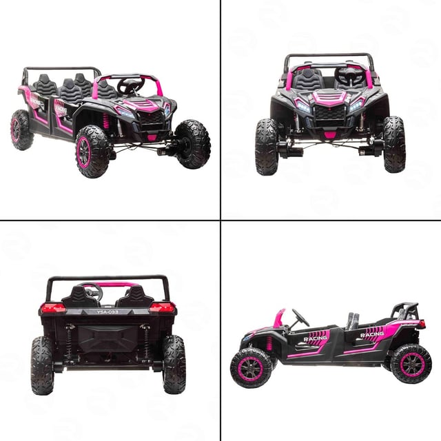 سيارة ركوب كهربائية بأربعة مقاعد 48 فولت مع أضواء ومقاعد جلدية باللون الوردي من شركة مايتس Myts  4-Seat Electric Ride-On Car 48 V with Lights & Leather Seats Pink