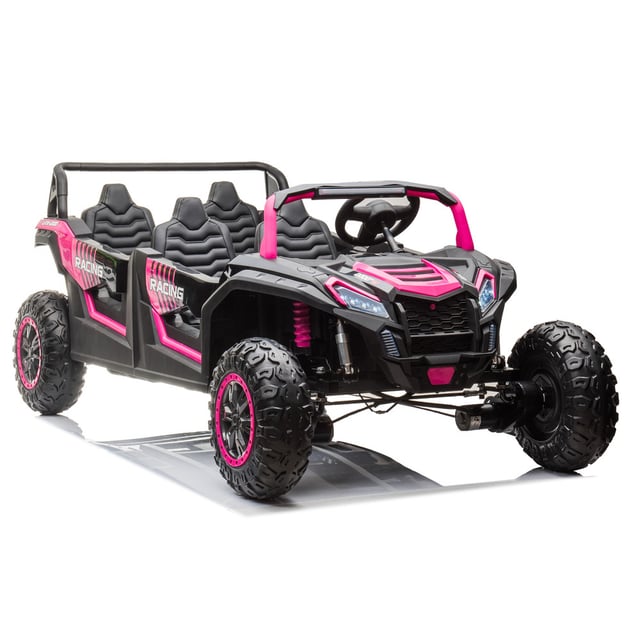 سيارة ركوب كهربائية بأربعة مقاعد 48 فولت مع أضواء ومقاعد جلدية باللون الوردي من شركة مايتس Myts  4-Seat Electric Ride-On Car 48 V with Lights & Leather Seats Pink