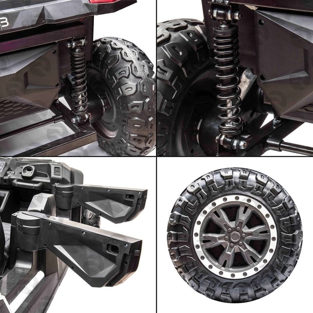 سيارة ركوب كهربائية بأربعة مقاعد 48 فولت مع أضواء ومقاعد جلدية باللون الوردي من شركة مايتس Myts  4-Seat Electric Ride-On Car 48 V with Lights & Leather Seats Pink