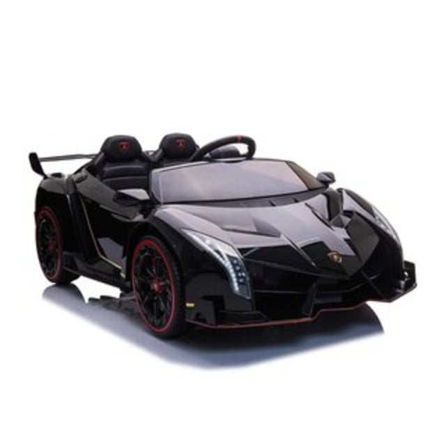 سيارة لامبورجيني فينينو 12 فولت ذات مقعدين باللون الأسود من شركة مايتس Myts - 12V Lamborghini Veneno 2 Seater Ride On Car - Black