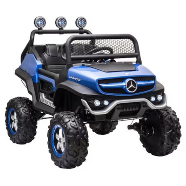 سيارة ركوب مرسيدس بنز أونيموج UTV 12 فولت باللون الأزرق من شركة مايتس Myts 12Volts UTV Mercedes-Benz Unimog Lights Ride-On Car - Blue