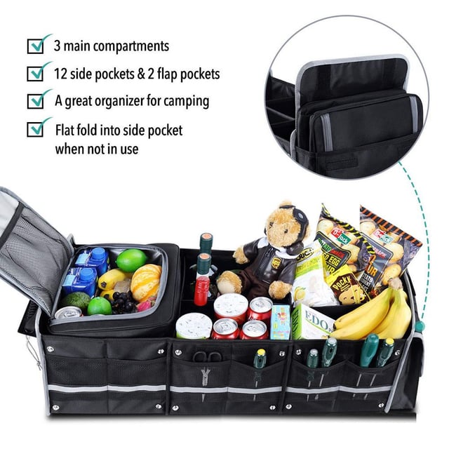 شنطة منظم صندوق السيارة للرحلات قابل للطي Multifunctional Car Boot Storage Organiser