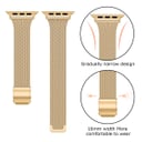 O Ozone Slim Milanese Straps Compatible with Apple Watch 38mm 40mm 41mm 42mm, Stainless Steel Mesh Milanese Metal Replacement Strap for iWatch Series 10/9/8/7/6/5/4/3/2/1/SE Women- Gold