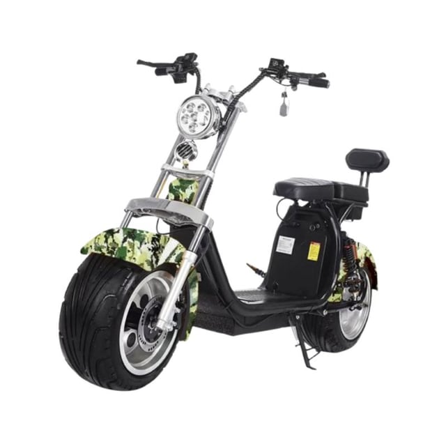 دراجة كهربائية للكبار بكرسي ميجا ستار أخضر 55 كم/س 3000 واط Megastar Megawheels Trendy Coco Harley Scooter