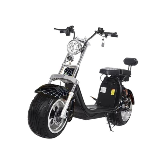 دراجة كهربائية للكبار بكرسي ميجا ستار أسود سبايدر 55 كم/س 3000 واط Megastar Megawheels Trendy Coco Harley Scooter