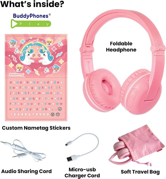 buddyphones play wireless bluetooth headphones for kids pink - SW1hZ2U6MTM0MjU2MQ==