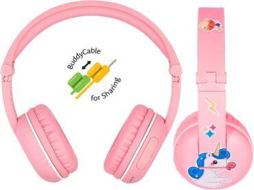 سماعة رأس لاسلكية مدعمة بالبلوتوث للأطفال من BUDDYPHONES - وردي