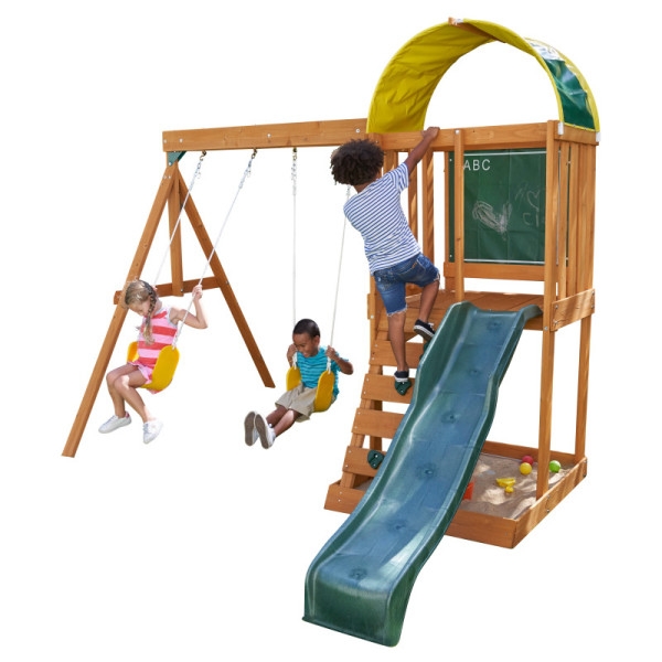 مجموعة العاب خارجية للاطفال للحديقة كيد كرافت اينزلي KidKraft Ainsley Outdoor Swing Set Playset - 1}