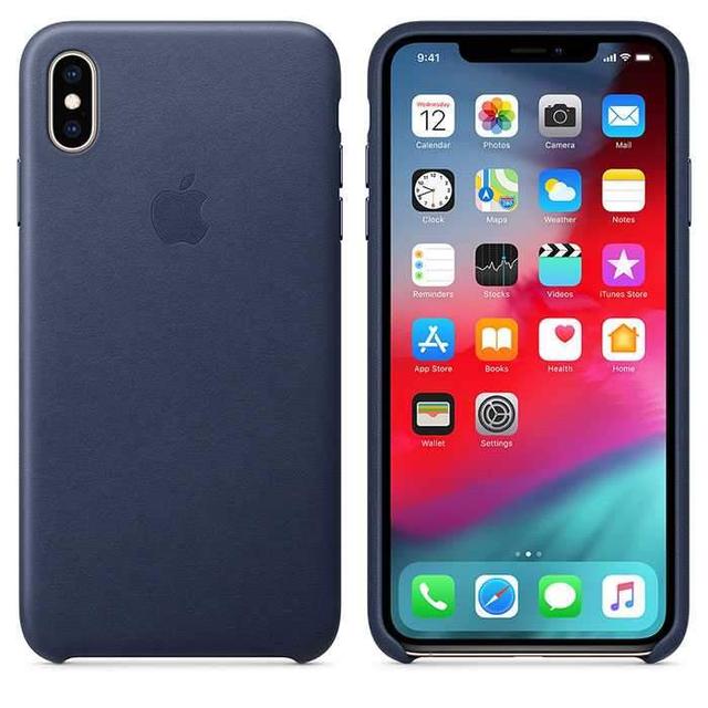 apple iphone xs max leather case midnight blue - SW1hZ2U6MTM4OTg=