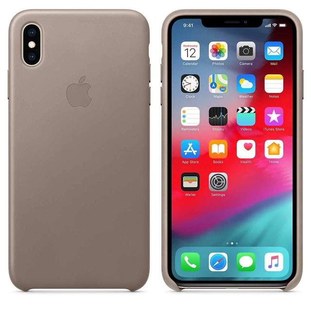 apple iphone xs max leather case taupe - SW1hZ2U6MTM4NzY=