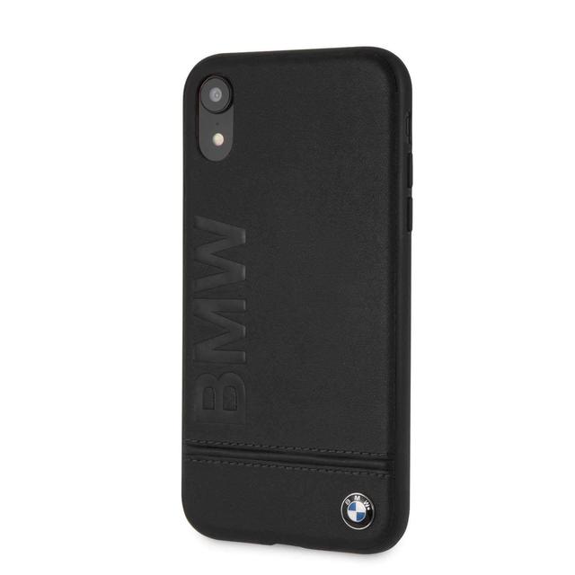 bmw genuine leather hard case with imprint logo for iphone xr black - SW1hZ2U6MTAwMTI=