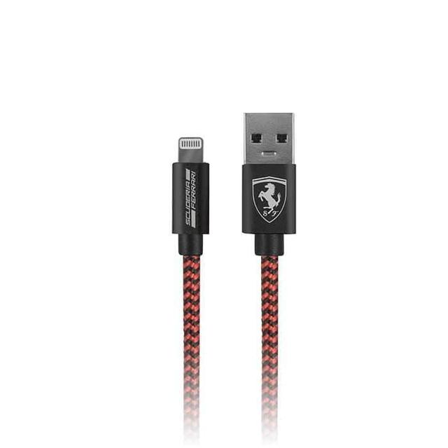 Ferrari Nylon Lightning Cable 1.5m (MFI License) - Dark Gray - SW1hZ2U6NzkxMw==