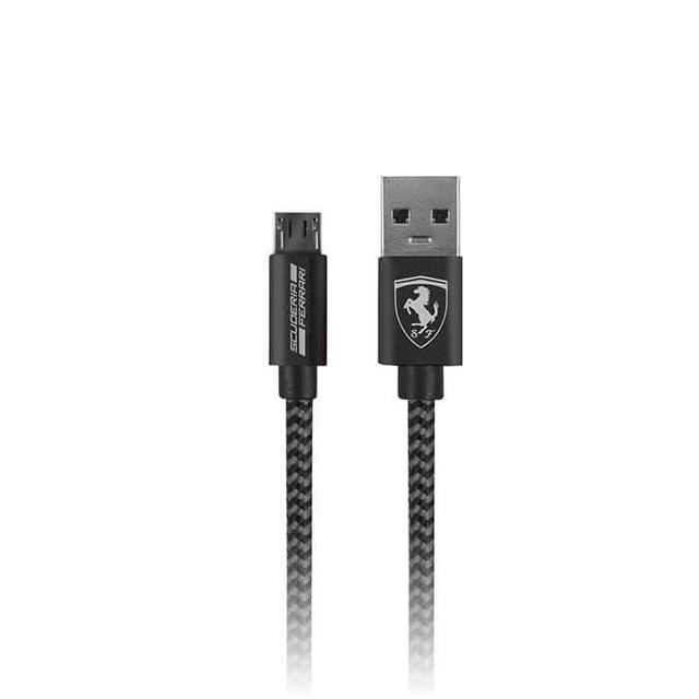 Ferrari Nylon Micro USB Cable 1.5m - Dark Gray - SW1hZ2U6NzkzMQ==