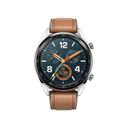 huawei smart watch gt stainless steel with saddle brown leather silicone strap - SW1hZ2U6MTc4NDY=