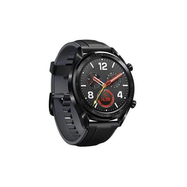 huawei smart watch gt black stainless steel with graphite black silicone strap - SW1hZ2U6MTc4MzY=