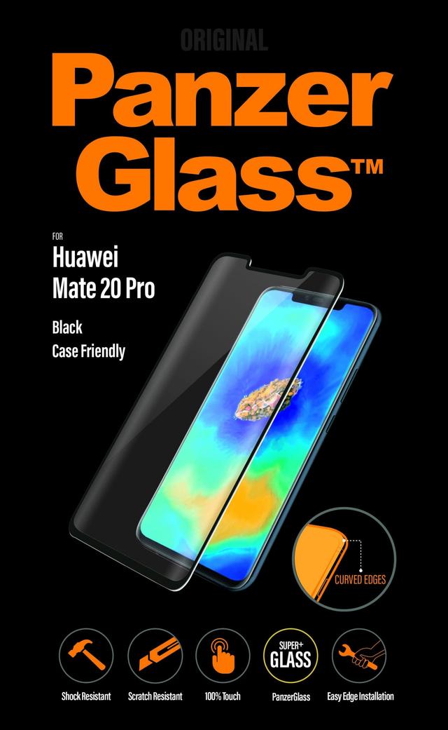 شاشة حماية اسود Huawei Mate 20 Pro Black Curved Edges Case Friendly من PANZERGLASS - SW1hZ2U6MjI3NTI=