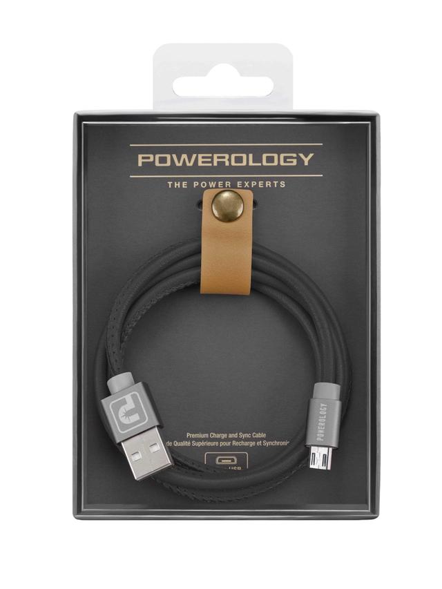 powerology 1m leather micro usb cable black - SW1hZ2U6ODMxMQ==