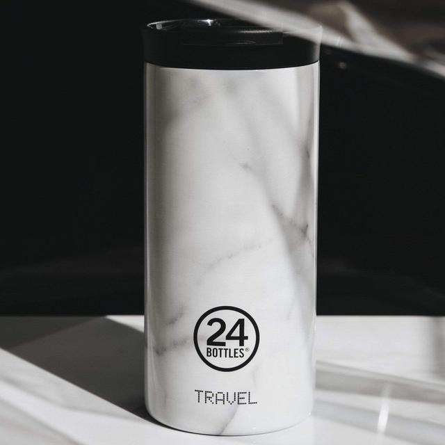 24bottles travel tumbler 600ml double walled insulated stainless steel eco friendly reusable bpa free hot cold modern portable leak proof for travel office home gym carrara - SW1hZ2U6Njg4MzI=