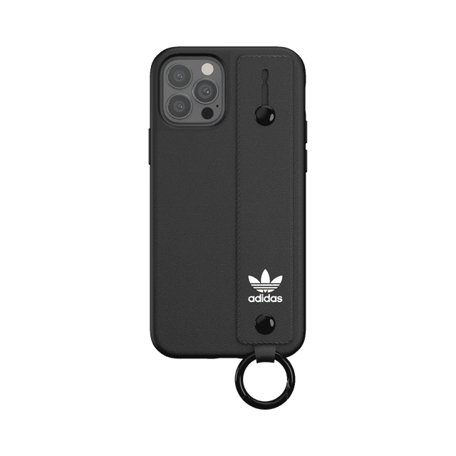adidas originals apple iphone 12 12 pro handstrap case back cover w handstrap carabiner in trefoil design scratch drop protection wireless charging compatible black - SW1hZ2U6NzE3Mjk=