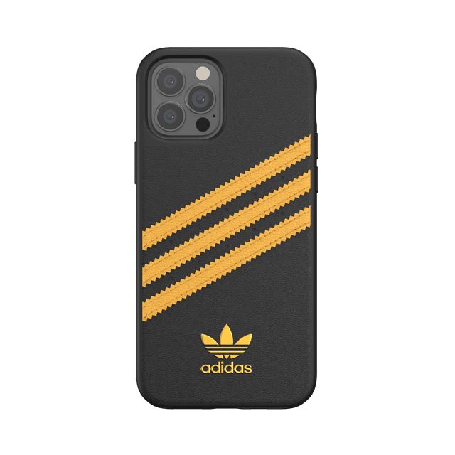 adidas samba apple iphone 12 12 pro moulded case back cover w 3 stripes trefoil design scratch drop protection w tpu bumper wireless charging compatible black gold - SW1hZ2U6NzE3MzY=