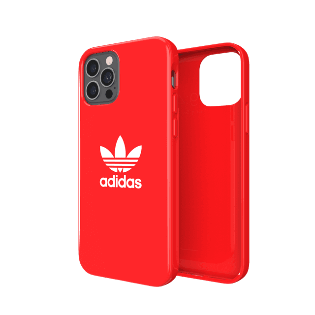 adidas snap apple iphone 12 12 pro trefoil case back cover w trefoil design scratch drop protection w tpu bumper wireless charging compatible scarlet - SW1hZ2U6NzE3ODk=