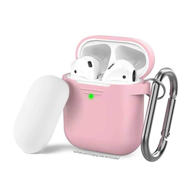 ahastyle keychain version two toned silicone case for airpods pink white - SW1hZ2U6Mzg5OTg=