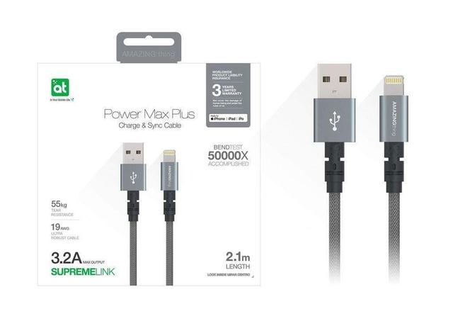 AMAZINGTHING at power max lightning to usb a cable 2 1m space gray - SW1hZ2U6NTUzMDY=
