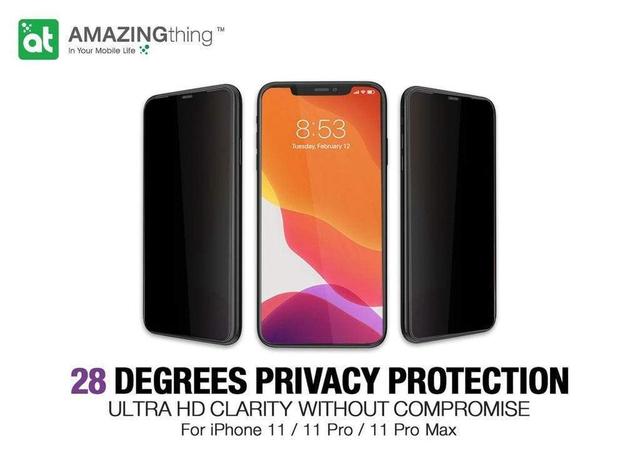 شاشة حماية AMAZINGTHING - AT IPHONE 11 PRO MAX 6.5" 0.3M 2.75D PRIVACY EX-BUL DUST F GLASS - أسود - SW1hZ2U6NTUwMzQ=