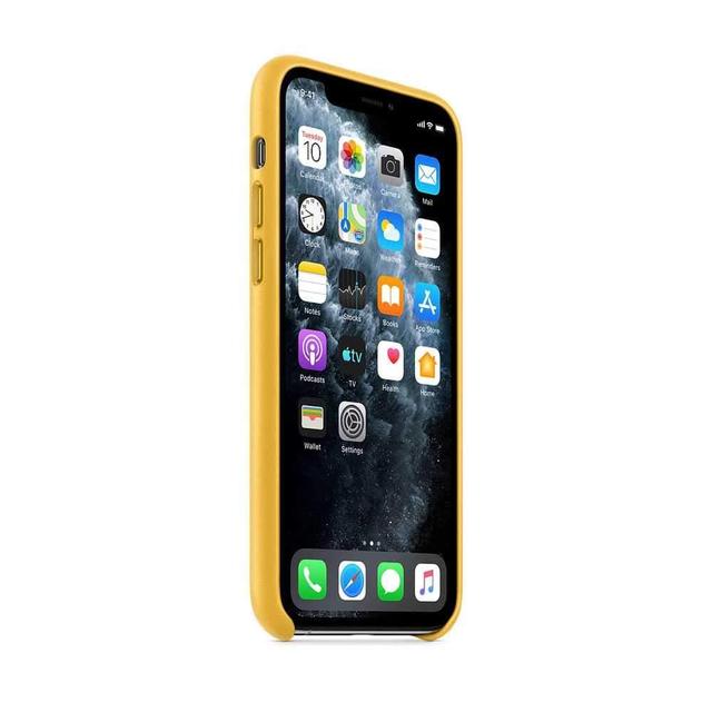 apple iphone 11 pro leather case meyer lemon - SW1hZ2U6NDYwMDA=