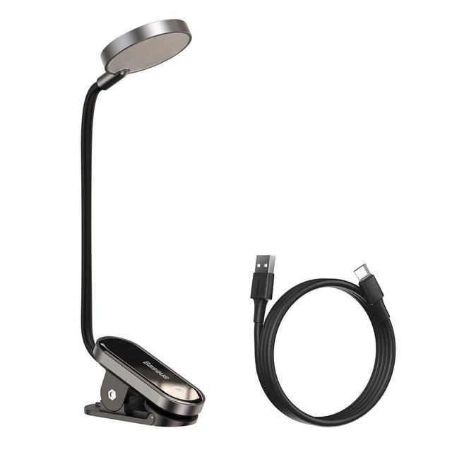 baseus comfort reading mini clip lamp eye protection light for home office dark grey - SW1hZ2U6Njc1NzM=